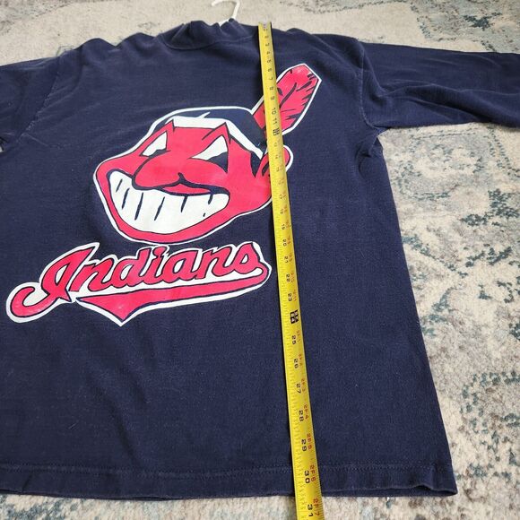 VTG Cleveland Indians Cheif Wahoo XL Baseball Long Sleeve Tshirt Mock Turtleneck - Picture 7 of 10